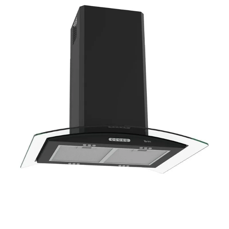 Coifa Terim Ilha Teto Vidro Curvo Black 75 cm Preto 110V