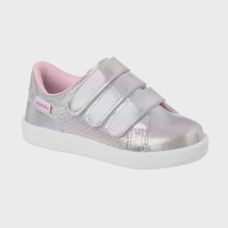 Tênis Infantil Joy Menina Carinho Prata Camin 3200-824