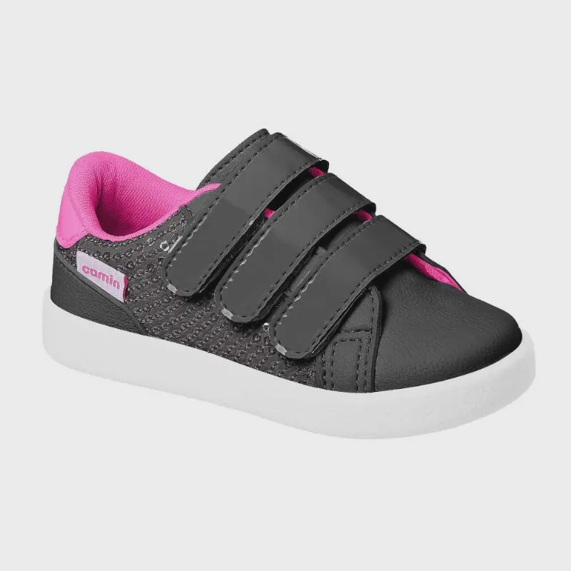 Tênis Infantil Joy Menina Carinho Preto Camin 3200-10