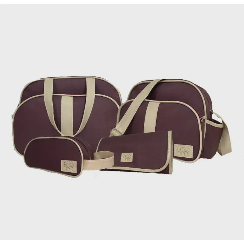 Kit bolsa maternidade completo com bolsa E trocador vinho 4 peças