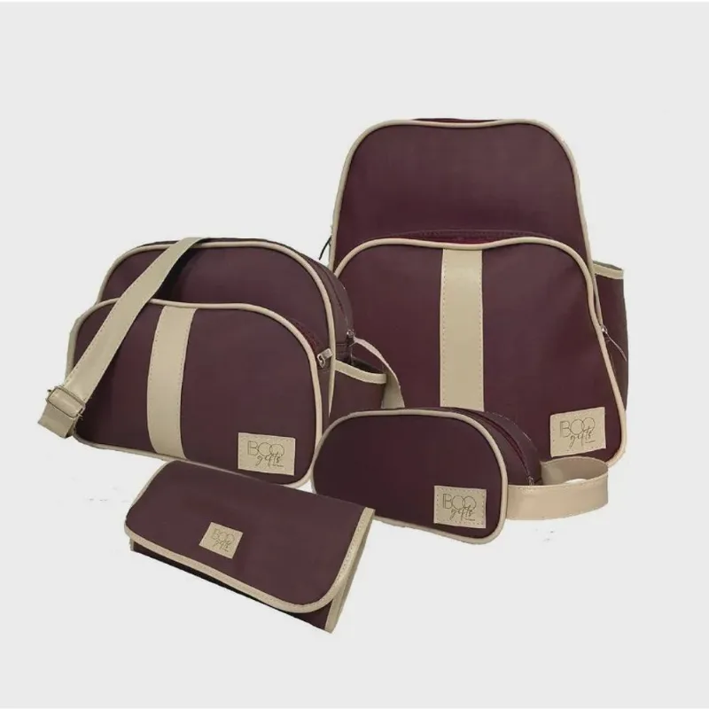 Kit bolsa maternidade completo com mochila E trocador vinho 4 peças