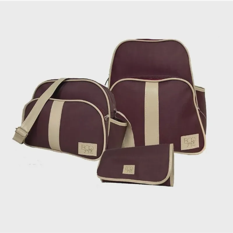 Kit bolsa maternidade com mochila trocador E frasqueira vinho 3 peças