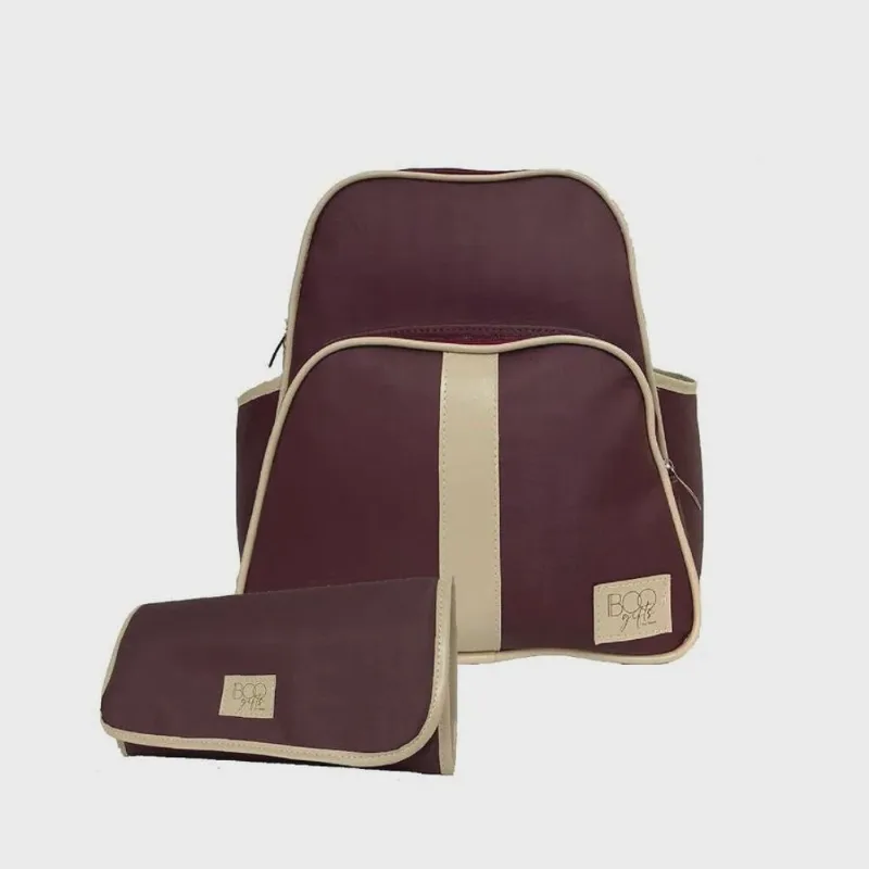 Kit bolsa maternidade com mochila E trocador vinho 2 pçs