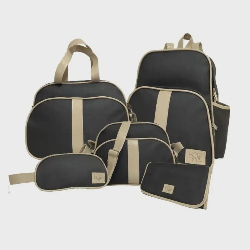 Kit bolsa maternidade completo com mochila E trocador preto 5 peças
