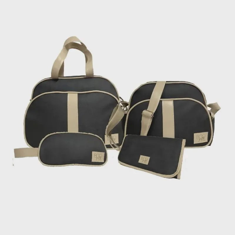 Kit bolsa maternidade completo com bolsa E trocador preto 4 peças