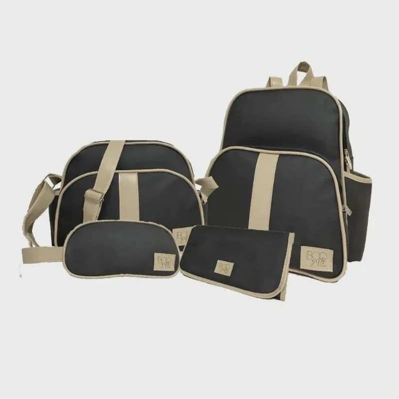 Kit bolsa maternidade completo com mochila E trocador preto 4 peças
