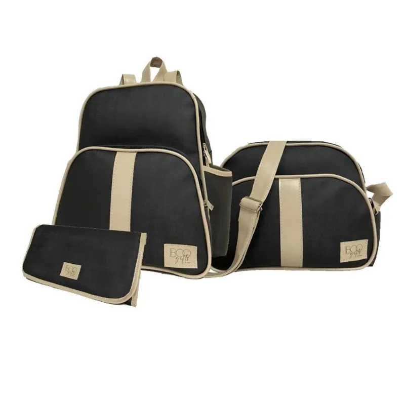 Kit bolsa maternidade com mochila trocador E frasqueira preto 3 peças