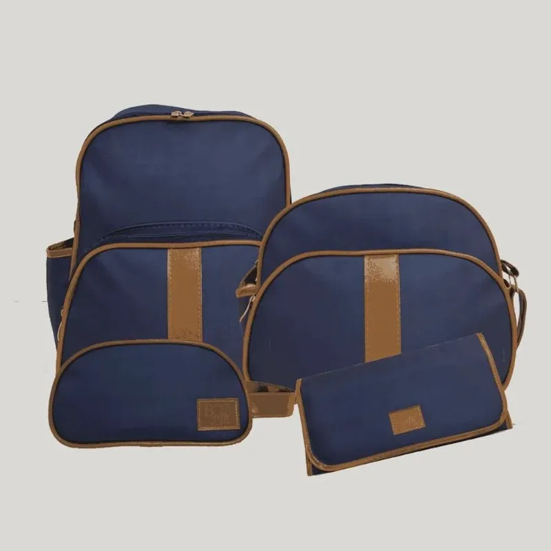 Kit bolsa maternidade completo com mochila E trocador azul marinho 4 peças