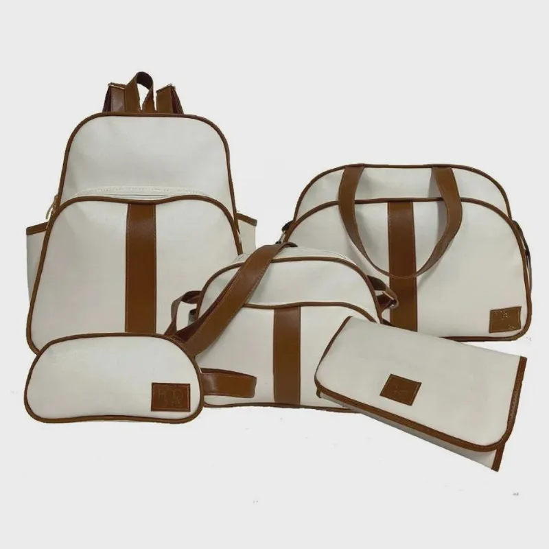 Kit bolsa maternidade completo com mochila E trocador branca 5 peças