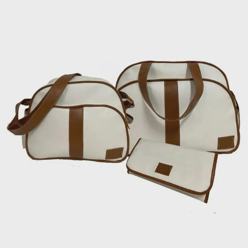 Kit bolsa maternidade com bolsa trocador E frasqueira branco 3 peças