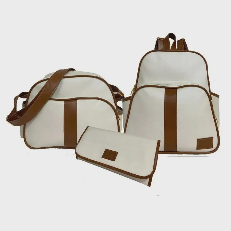 Kit bolsa maternidade com mochila trocador E frasqueira branco 3 peças
