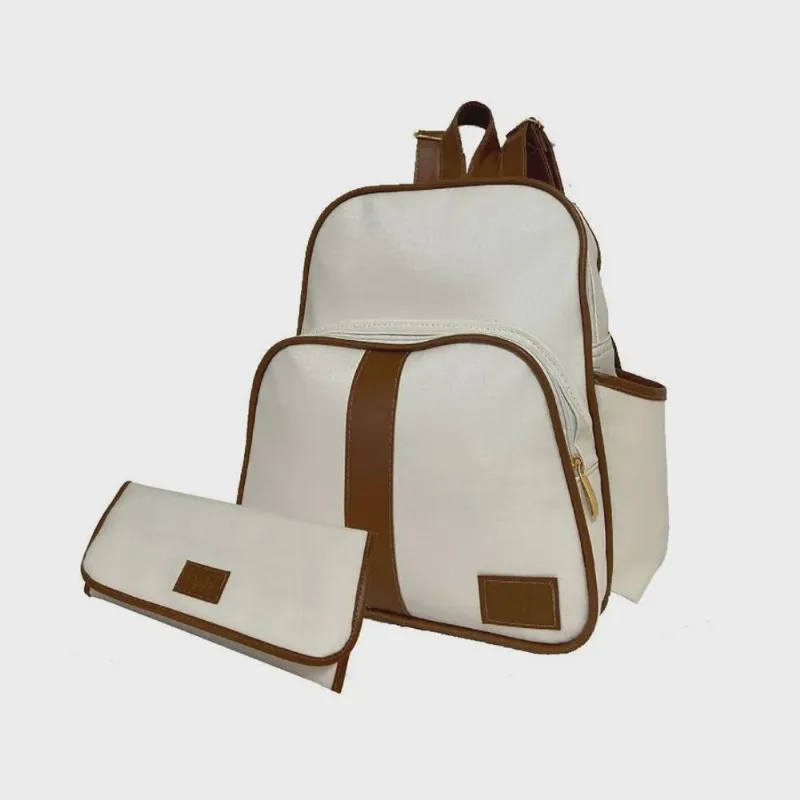 Kit bolsa maternidade com mochila trocador E frasqueira branco 3 peças