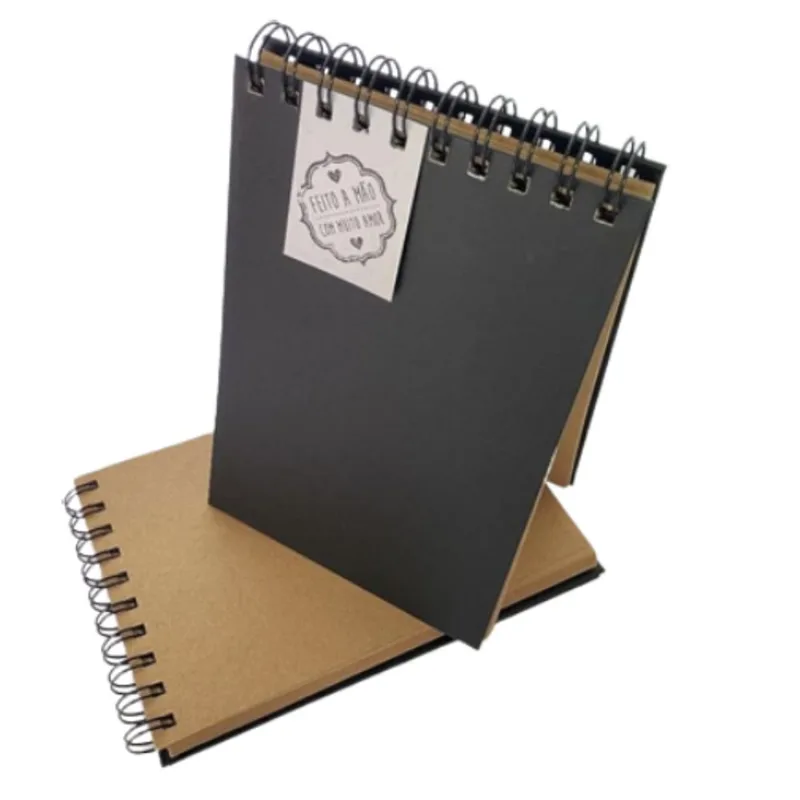 Caderneta Sem Pauta 50 Folhas Kraft Capa Dura Preta 150g Sketchbook