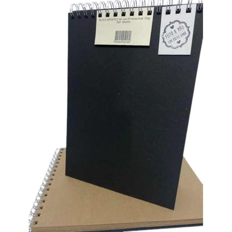 Bloco Artistíco Sem Pauta 50 Folhas Capa Dura Kraft 140g Sketchbook