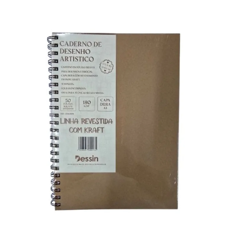 Caderno De Desenho Artístico 50 Folhas Kraft 180g Sketchbook A4