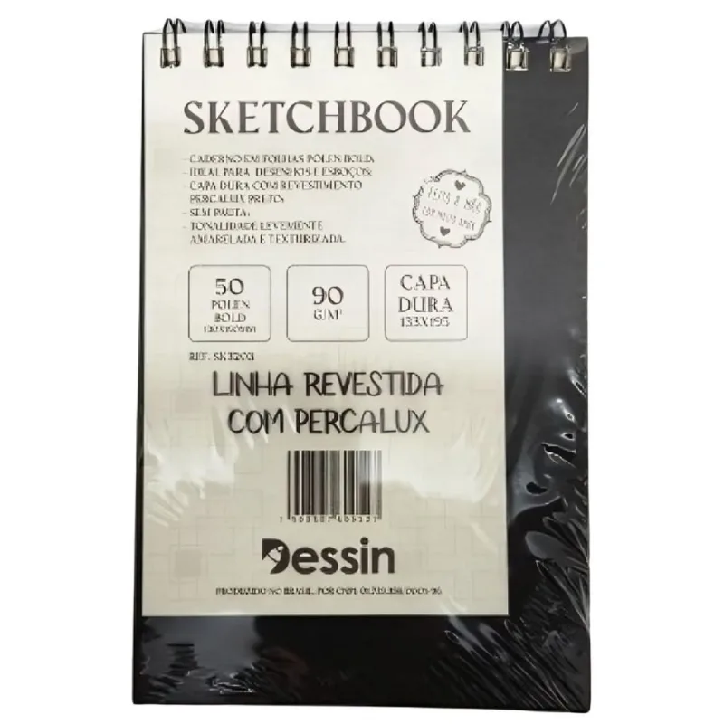 Caderneta Sem Pauta 50 Folhas 90gr Sketchbook Capa Dura
