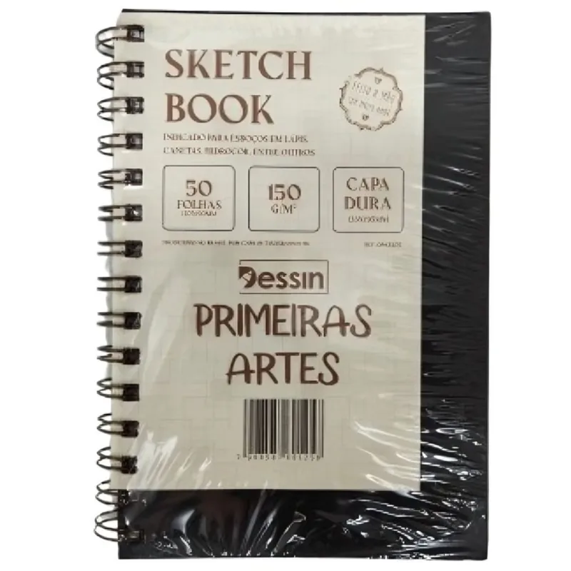 Caderno Sem Pauta 50 Folhas 150gr Sketchbook Capa Dura