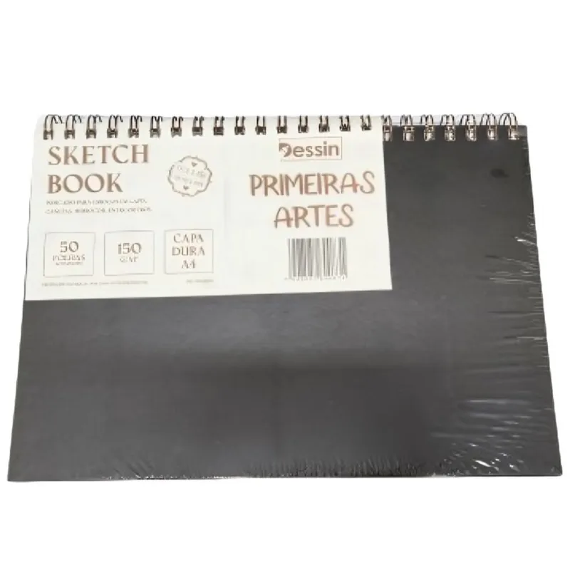 Caderno Sem Pauta 50 Folhas Sketchbook Espiral Capa Dura