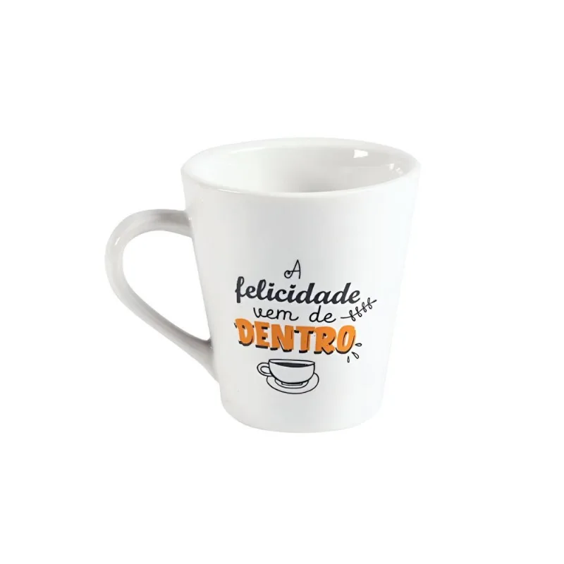Caneca Felicidade Vem De Dentro Lv Porcelanas - 290Ml