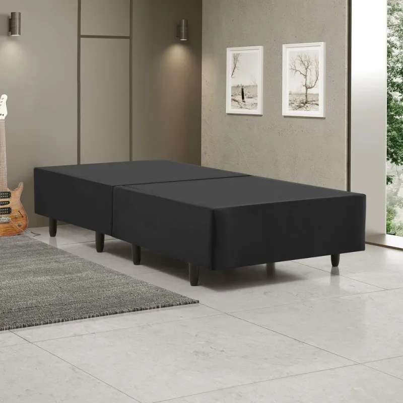 Cama Box Solteiro Base Box Dobrável Madeira Compacto Preto Mobigu - OUTRAS
