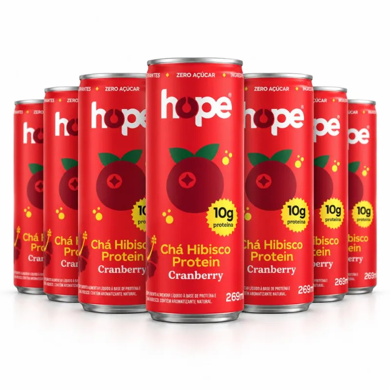 Chá Protein Hibisco Cranberry 10g Hope 269ml - 6un - Hope