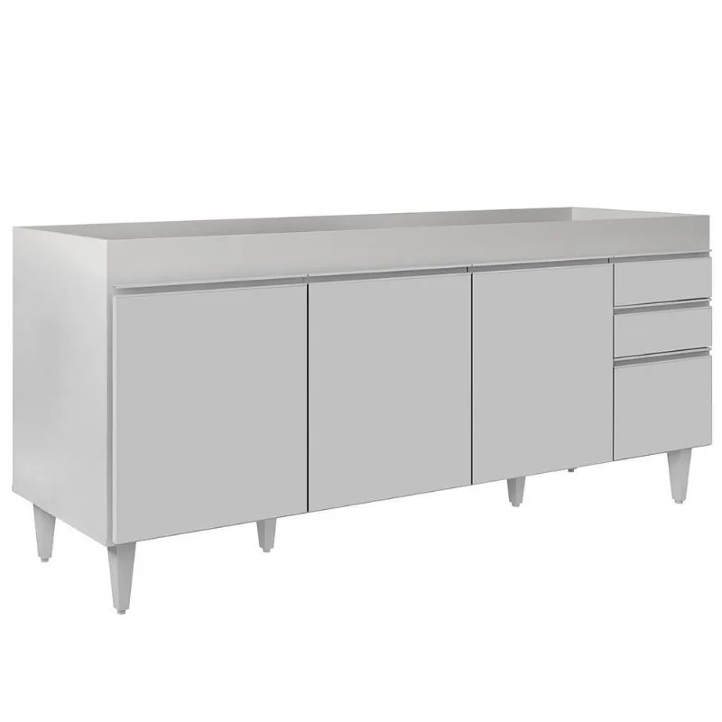 Balcão Gabinete Para Pia 180cm Sem Tampo Dallas Lumil - Branco