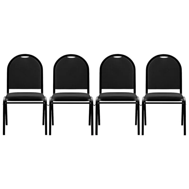 Kit 4 Cadeiras Hoteleiras Auditório Empilhável Sintético Z33 Preto - Mpozenato - Mpozenato - Agro