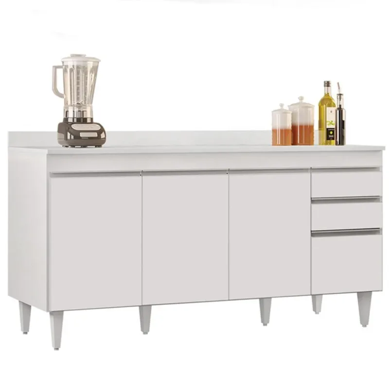 Balcão Gabinete Para Pia Com Tampo 160cm Arkansas Branco - Lumil - OUTRAS - Agro