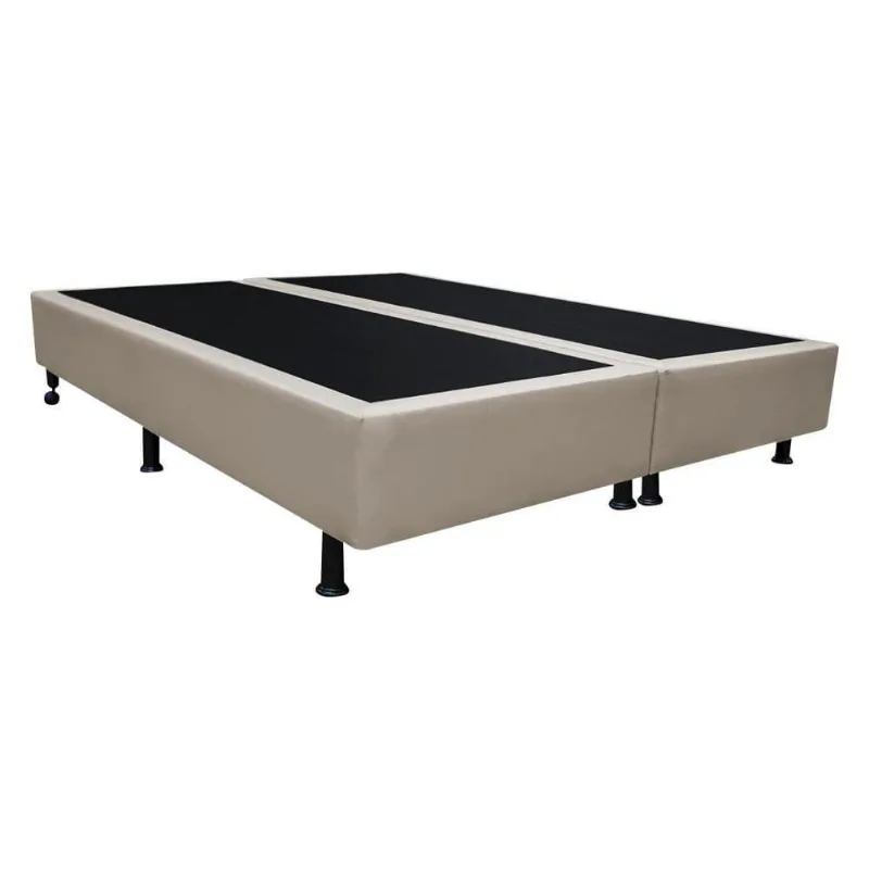 Base Box Para Cama Casal King 192x203cm Bipartido Liz S05 Sintético Bege - Mpozenato