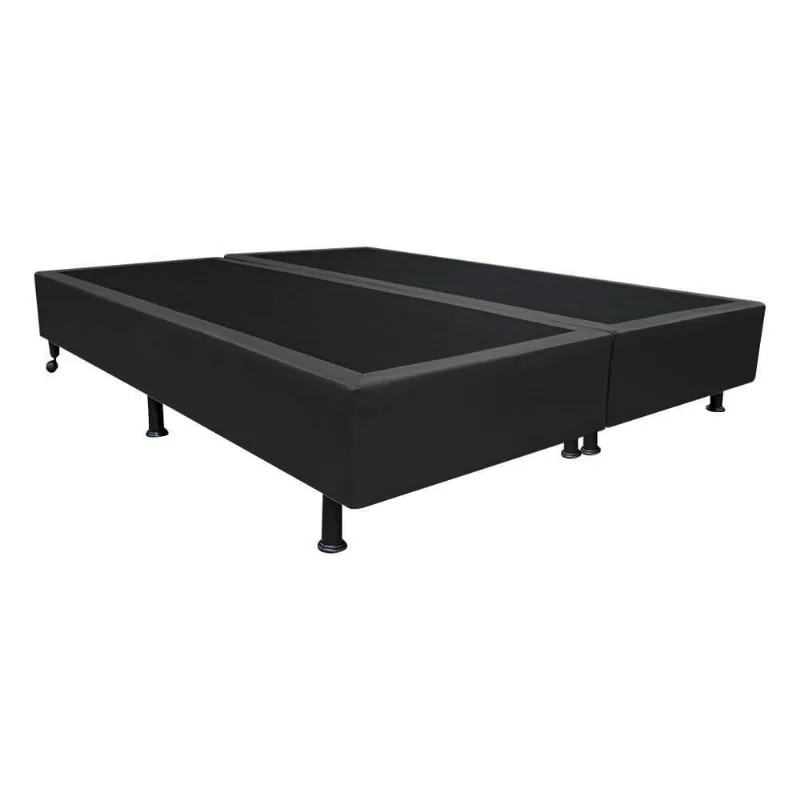 Base Box Para Cama Casal King 192x203cm Bipartido Liz S05 Sintético Preto - Mpozenato
