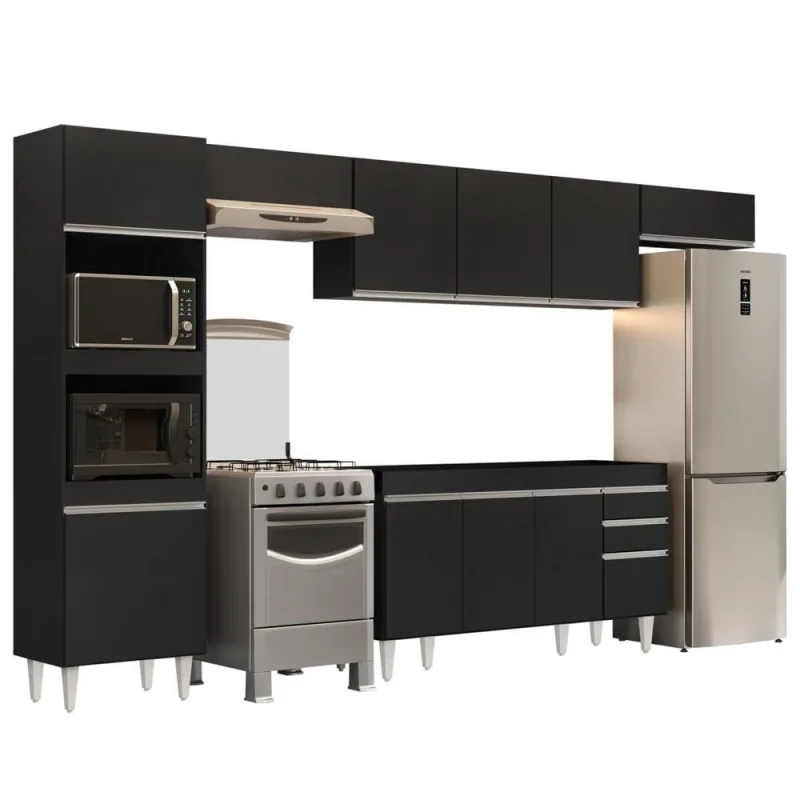 Armário De Cozinha Modulada 5 Peças Cp13 Balcão Preto - Lumil - OUTRAS - Agro