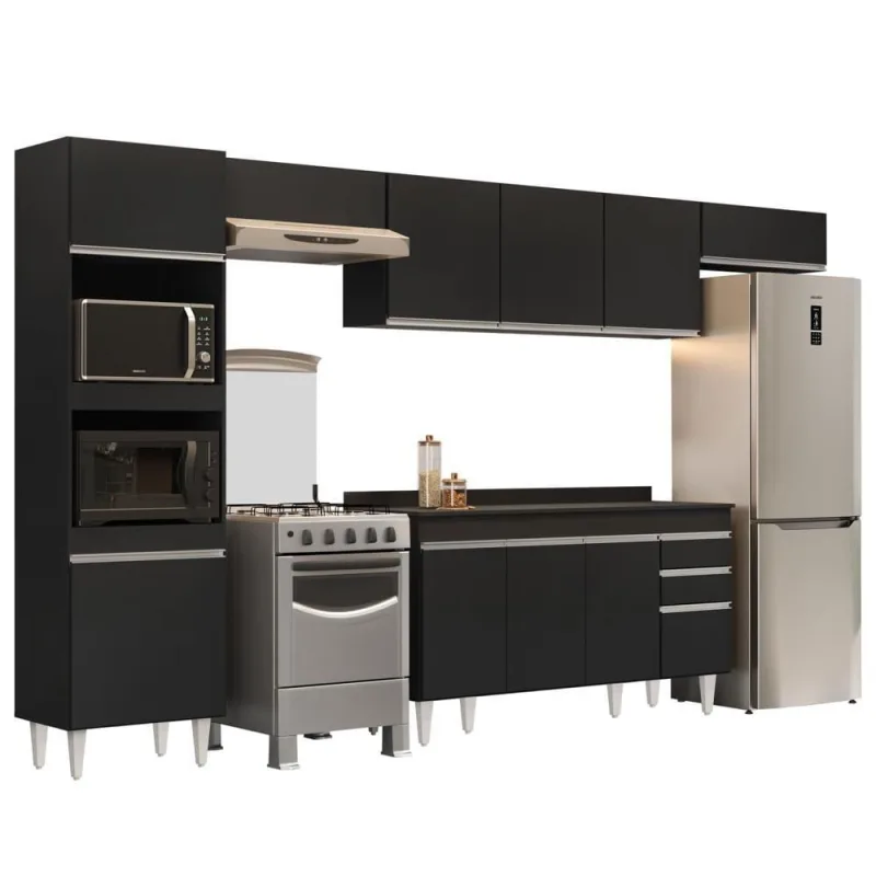 Armário De Cozinha Modulada 5 Peças Cp14 Balcão Com Tampo Preto - Lumil - OUTRAS - Agro