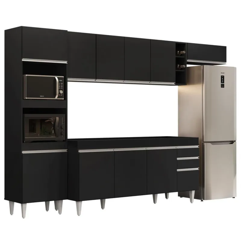 Armário De Cozinha Modulada 5 Peças Cp16 Balcão Preto - Lumil - OUTRAS - Agro