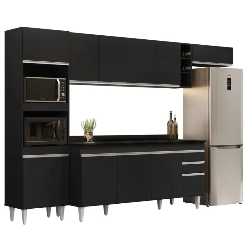 Armário De Cozinha Modulada 5 Peças Cp17 Balcão Com Tampo Preto - Lumil - OUTRAS - Agro