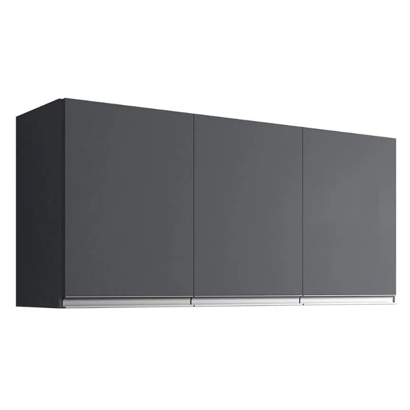 Armário Aéreo 120cm 3 Portas Andréia Cinza - Ajl Móveis