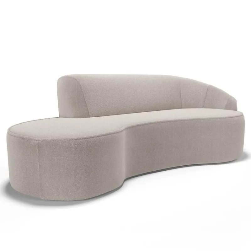 Sofá Living 3 Lugares 210cm Braço Direito Mozart D06 Bouclê Bege - Mpozenato - Mpozenato