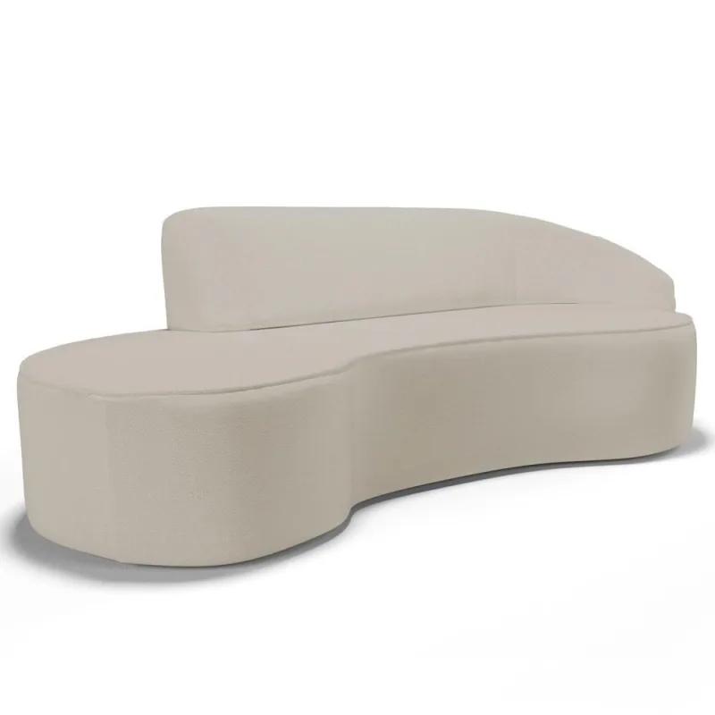 Sofá Living 3 Lugares 210cm Braço Direito Mozart D06 Sintético Bege - Mpozenato - Mpozenato