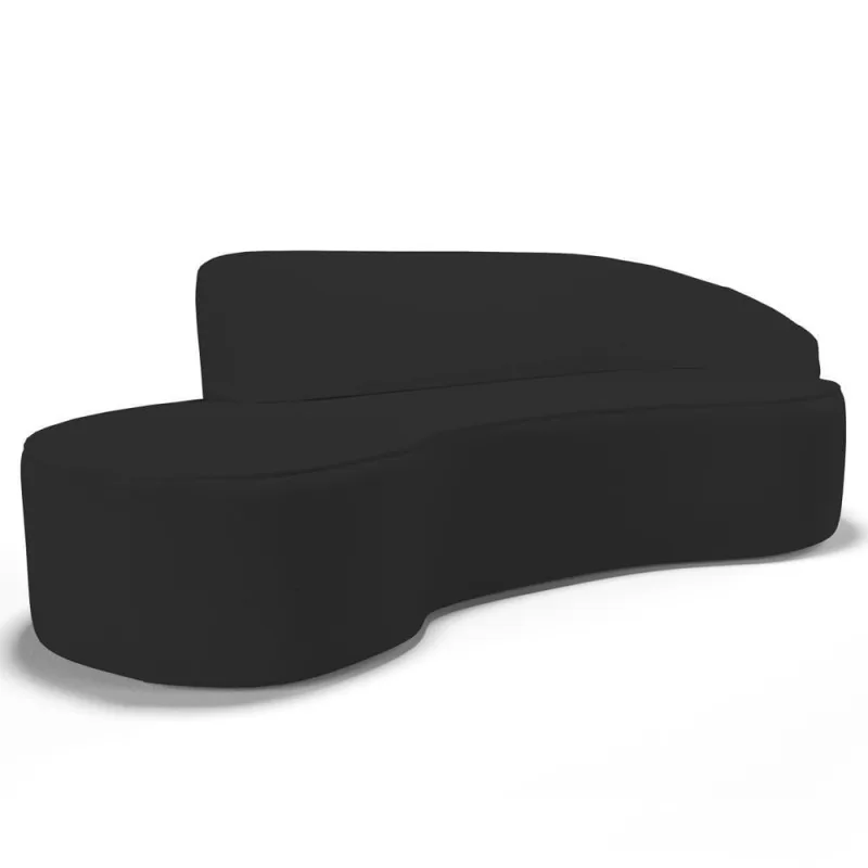 Sofá Living 3 Lugares 260cm Braço Direito Mozart D06 Sintético Preto - Mpozenato - Mpozenato - Móveis