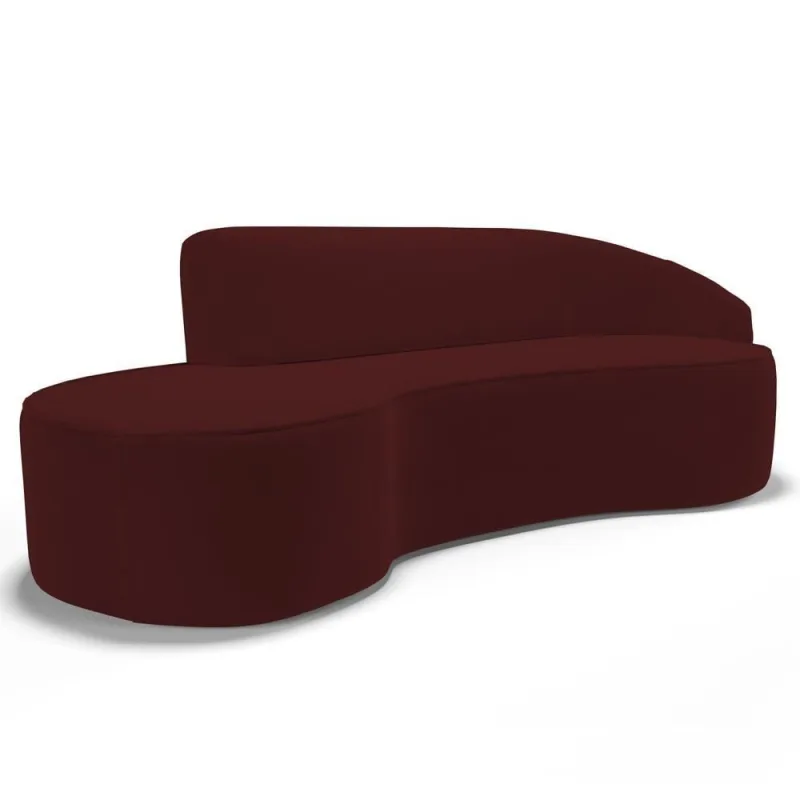 Sofá Living 4 Lugares 300cm Braço Direito Mozart D06 Veludo Vermelho - Mpozenato - Mpozenato