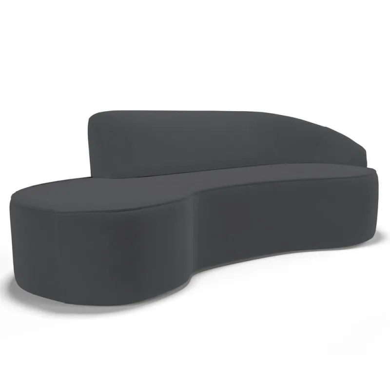 Sofá Living 4 Lugares 300cm Braço Direito Mozart D06 Veludo Cinza - Mpozenato - Mpozenato