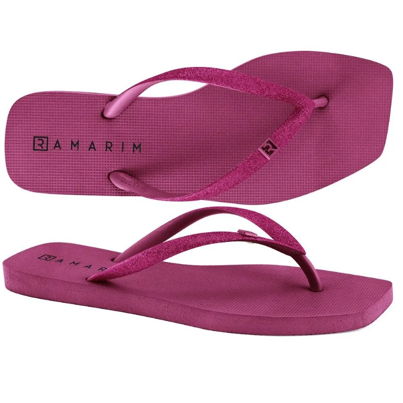 Chinelo Ramarim Bico Quadrado Glitte Ref 231233-5 Pink 33/34