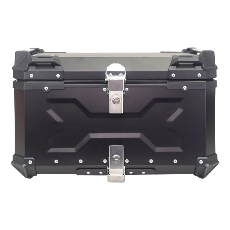 Bau de Moto Traseiro 60 Litros Universal Aluminio Anti-roubo Preto Cabe 2 Capacetes
