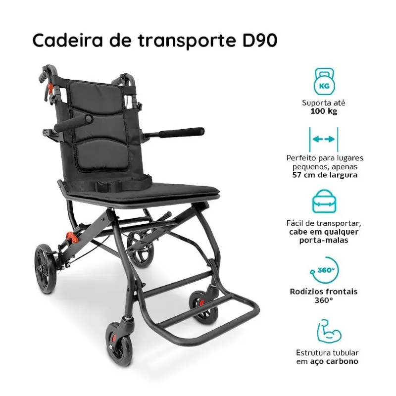 Cadeira De Transporte Dellamed D90 Até 100kg (MP) - Dellamed
