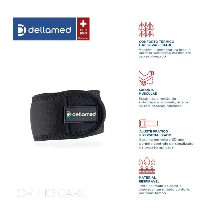 Tennis Elbow Dellamed com Neoprene Ajustável, Coxim Interno e Conforto Extremo - Dellamed