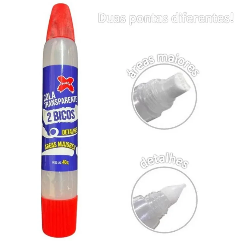 Cola Transparente com 2 Bicos 40g - Make+ - MAKE + - Artesanato