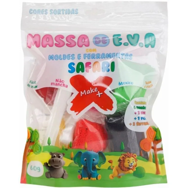 Massa de Modelar EVA Safari com Molde 60g Make+ - Make+