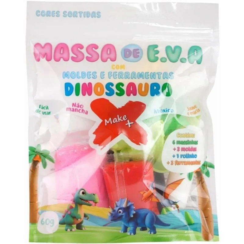 Massa de Modelar EVA Criativa Dinossauro com Molde 60g