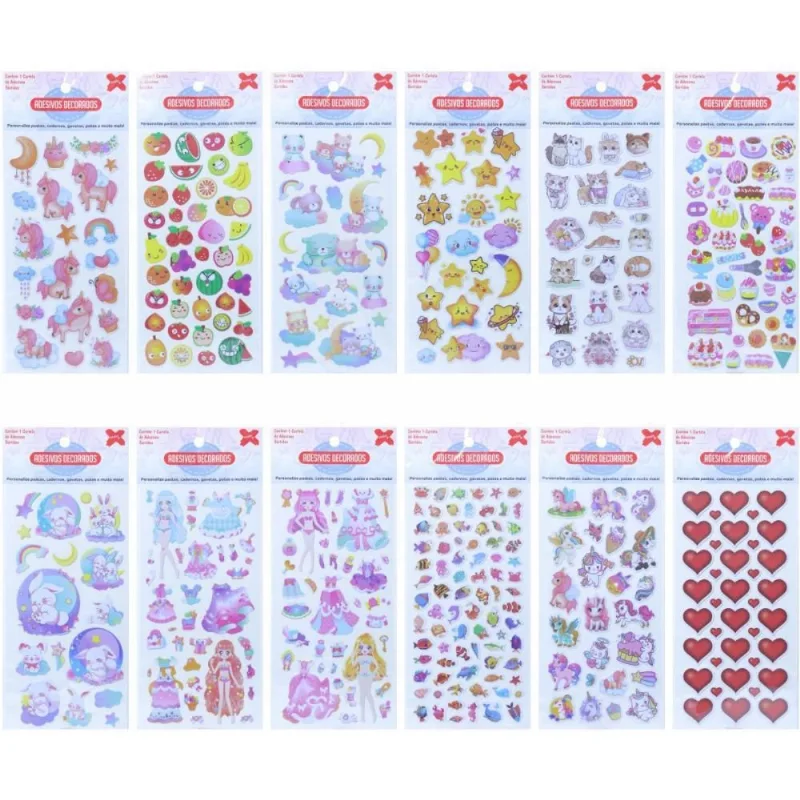 Adesivos Decorados 10X24CM. GIRLS Cartela Sortida PCT.C/24
