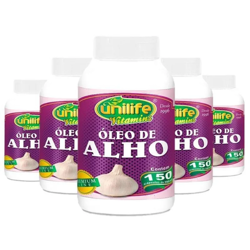 Kit 5 Óleo de Alho 350mg Unilife 150 cápsulas