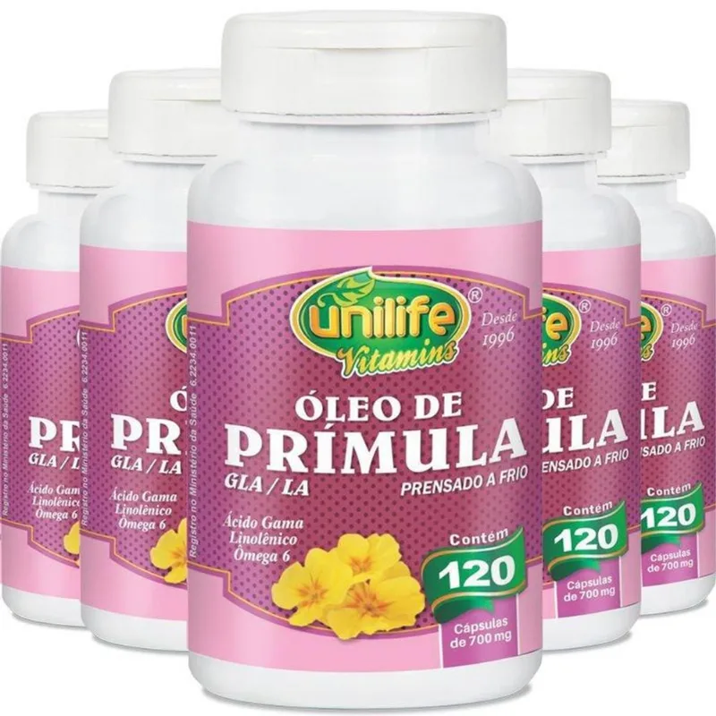 Kit 5 Óleo de Prímula Unilife 120 Cápsulas